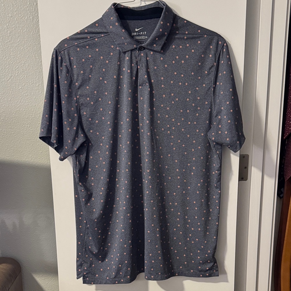 Nike Gray Polo with Pink Dots